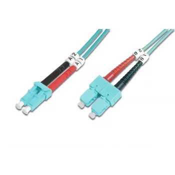 DIGITUS Fiber Optic Patch Cord, LC to SC Multimode 50/125 µ, Duplex Length 10m Class OM3