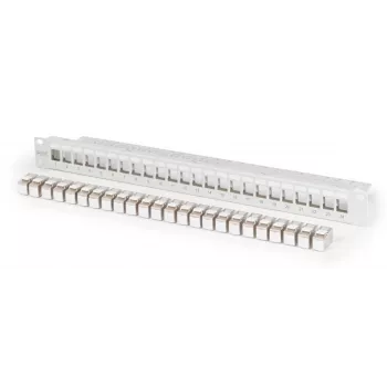 DIGITUS Modular Patch Panel - shielded with 24x DN-93615 24-port 1U rack mount grey RAL 7035