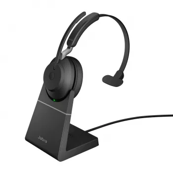 Jabra Evolve2 65 USB-A UC Mono with Charging Stand - Black, Wireless, Office/Call center, 20 - 20000 Hz, 99.2 g, Headset, Black