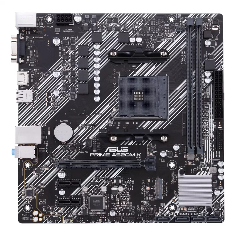 Motherboard ASUS PRIME A520M-K, AMD A520 chipset, Socket AM4, micro ATX, 2x DDR4, 64 GB, 1x M.2, 4x SATA III, HDMI 2.1