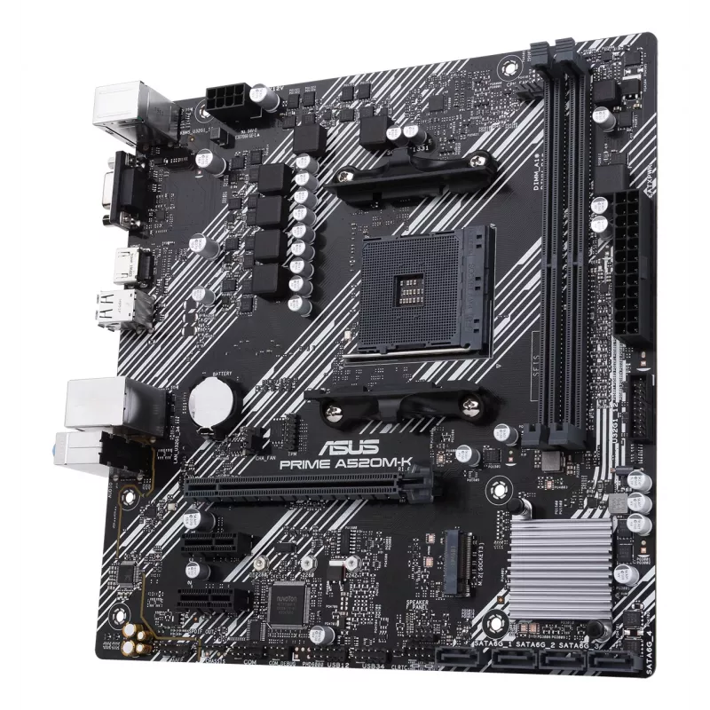 Motherboard ASUS PRIME A520M-K, AMD A520 chipset, Socket AM4, micro ATX, 2x DDR4, 64 GB, 1x M.2, 4x SATA III, HDMI 2.1