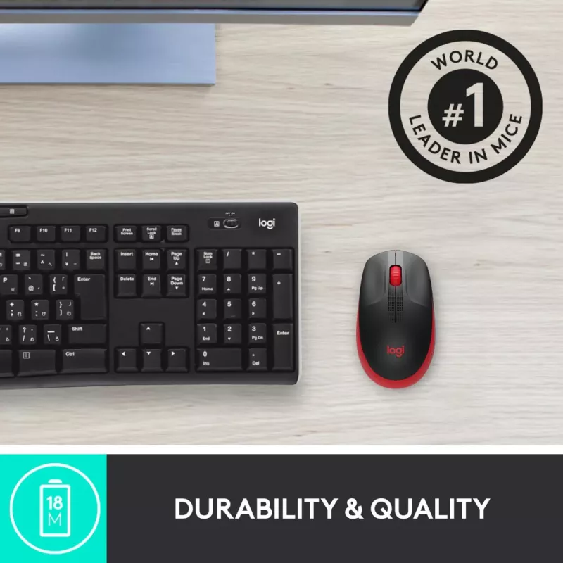 Mouse Logitech M190 Wireless USB Red