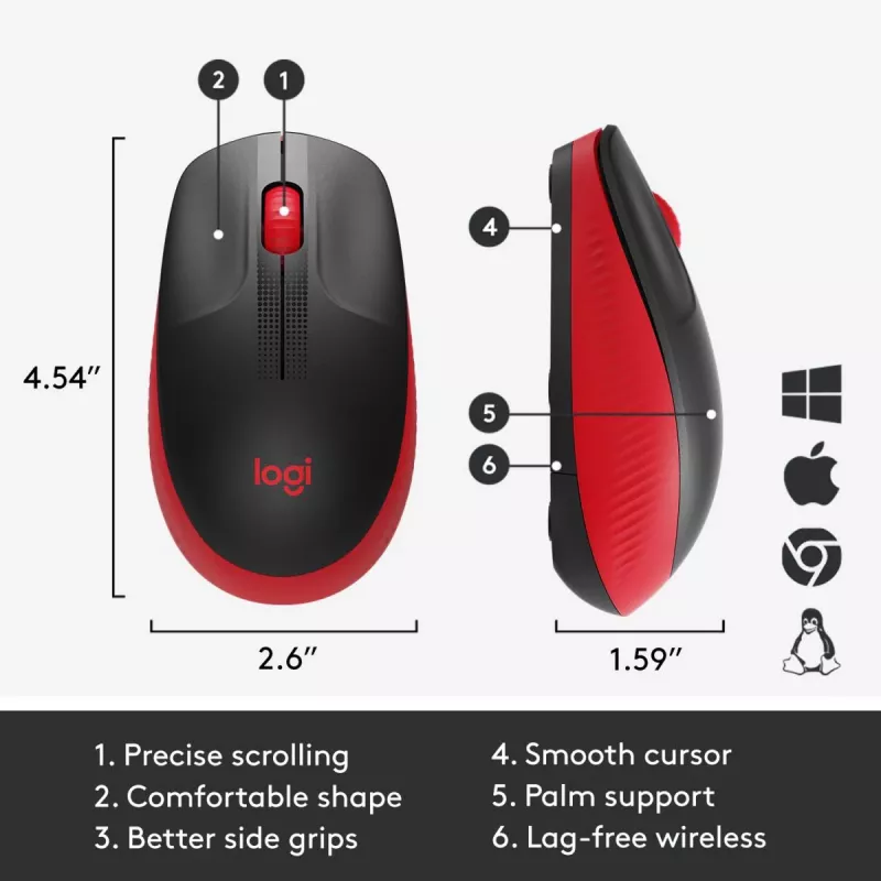 Mouse Logitech M190 Wireless USB Red