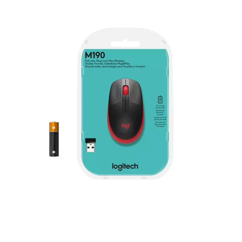 Mouse Logitech M190 Wireless USB Red