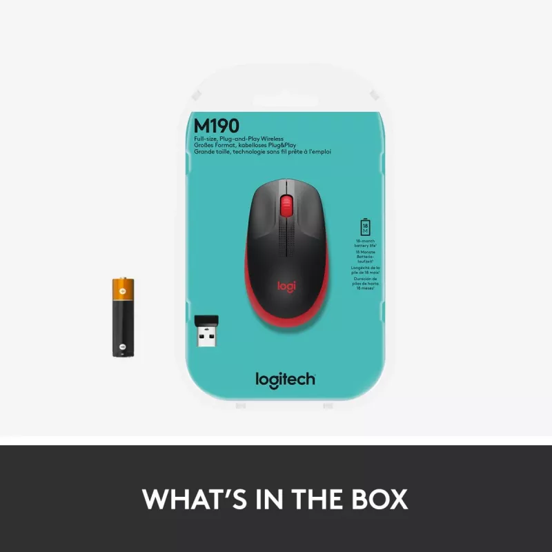 Mouse Logitech M190 Wireless USB Red