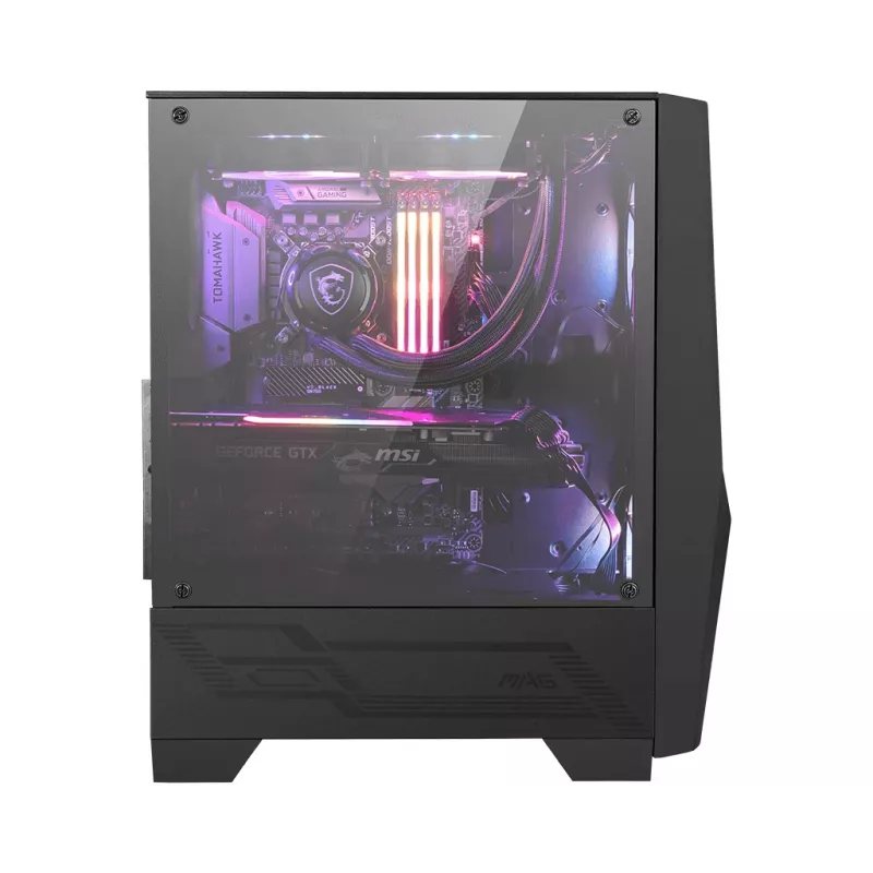 MSI MAG FORGE 100R Mid Tower Gaming Computer Case 'Black, 2x 120mm ARGB PWM Fan, 1x 120mm Fan, 1-6 ARGB Hub, Mystic Light Sync, Tempered Glass Panel, ATX, mATX, mini-ITX'