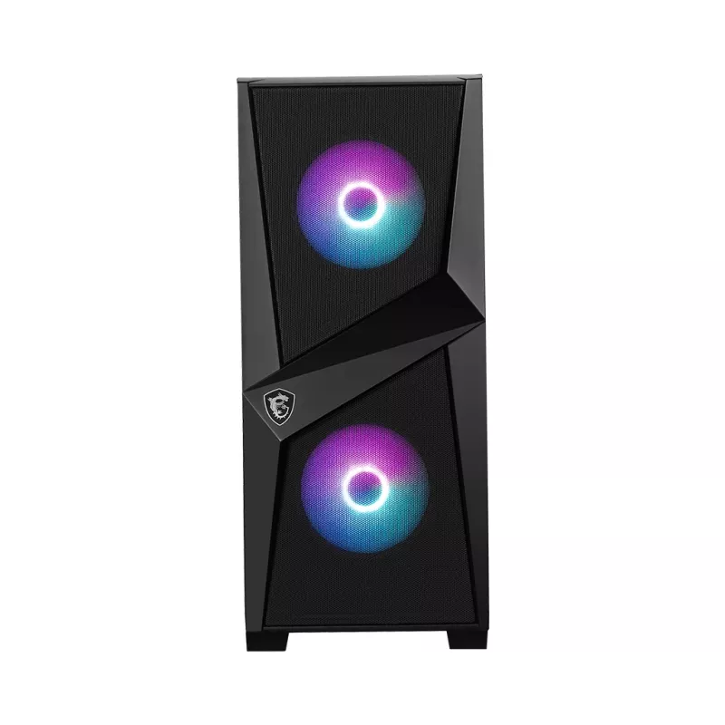 MSI MAG FORGE 100R Mid Tower Gaming Computer Case 'Black, 2x 120mm ARGB PWM Fan, 1x 120mm Fan, 1-6 ARGB Hub, Mystic Light Sync, Tempered Glass Panel, ATX, mATX, mini-ITX'