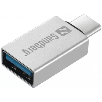Sandberg USB-C to USB 3.0 Dongle, USB 3.2 Gen 1 (3.1 Gen 1) Type-C, USB 3.2 Gen 1 (3.1 Gen 1) Type-A, Silver, Aluminium, 5 g, 80 mm