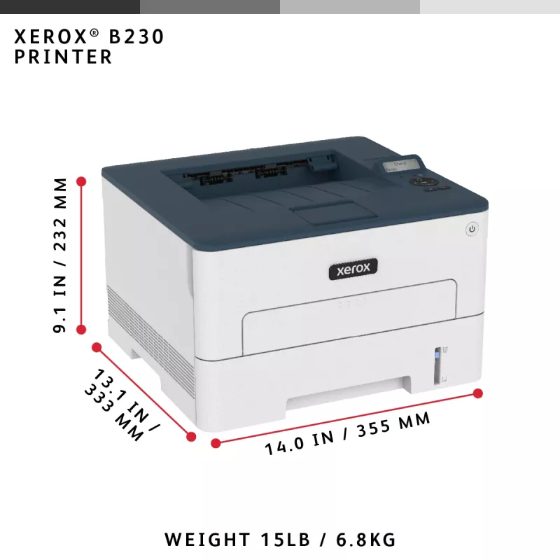 Xerox B230 A4 34ppm Wireless Duplex Printer PCL5e/6 2 Trays Total 251 Sheets