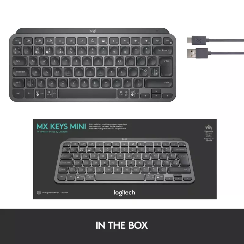 LOGITECH Minimalist Wireless Illuminated Keyboard - MX KEYS MINI - Graphite - Qwertz Deutsch