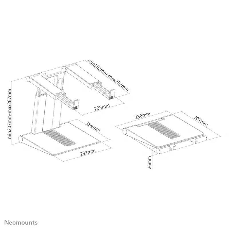 Neomounts NSLS200 Laptop stand 10-17 inch - height adjustable - foldable - compact - universal