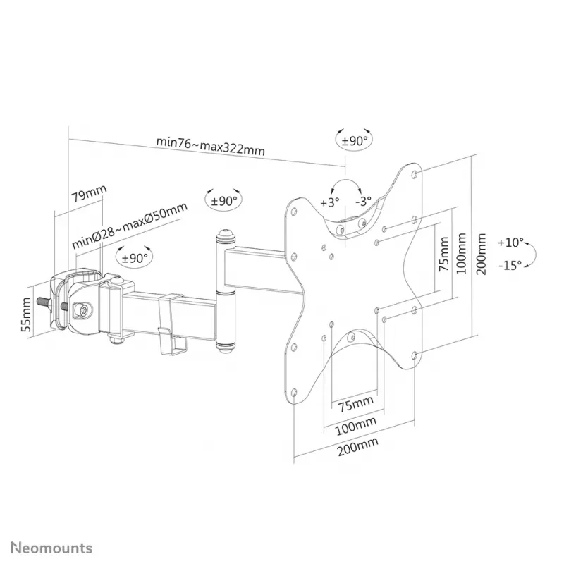 Neomounts FL40-450BL12 TV pole mount 23-42 inch - diam. 28-50 mm - full motion
