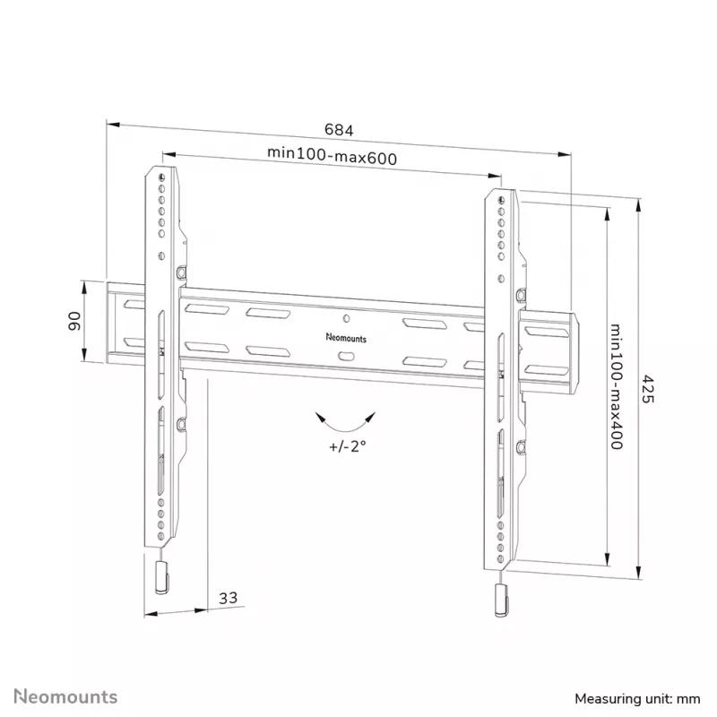 Neomounts WL30S-850BL16 TV mount wall 42-86 inch - fixed - lockable - fast installation