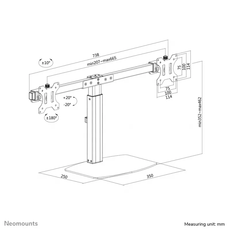 Neomounts FPMA-D865DBLACK Monitor stand 10-27 inch - gas spring