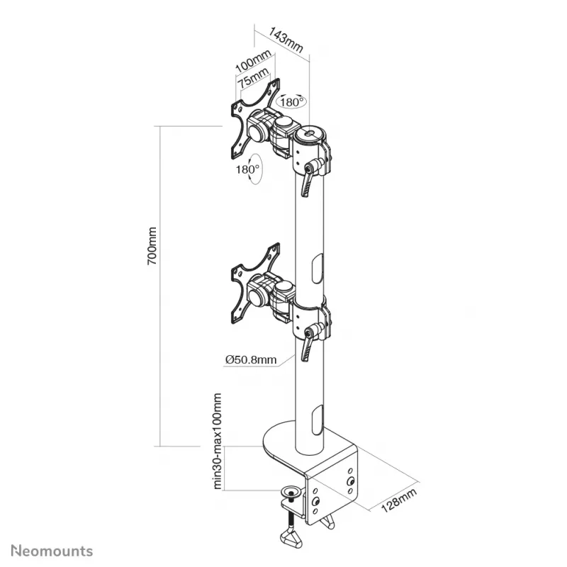 Neomounts FPMA-D960DVBLACKPLUS Monitor arm 17-49 inch - vertical installation