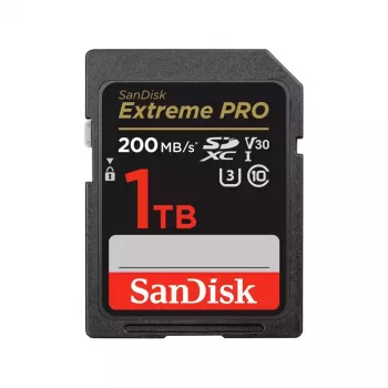 SDXC flash memory card SANDISK Extreme PRO 1TB UHS-I U3 V30 Class 10, up to 200 MB/s read, 140 MB/s write, shock resistant, black