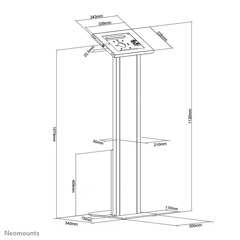 Neomounts FL15-750WH1 Tablet floor stand 9.7-11 inch - lockable