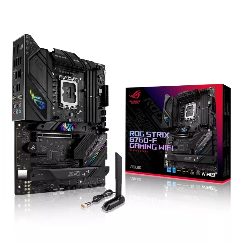 Motherboard ASUS ROG STRIX B760-F GAMING WIFI — Intel B760, LGA 1700, ATX, DDR5, 4 DIMM, Wi‑Fi 6E, 2.5Gb LAN