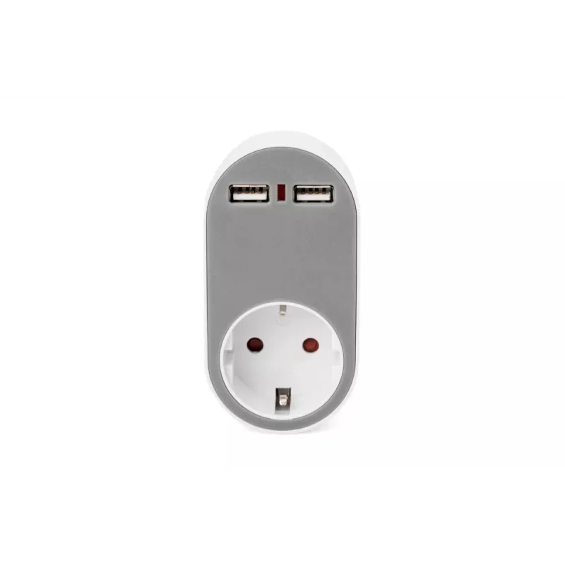 DIGITUS Power Adapter with 2 USB Ports 250V, 50 Hz, USB: 5V, 2.1A, white / grey