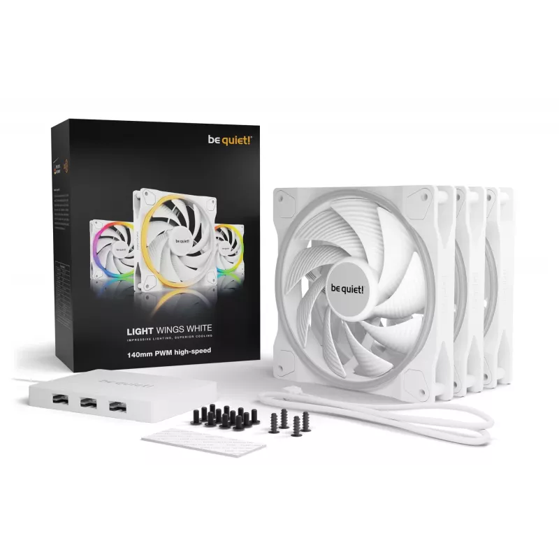 be quiet Light Wings White | 140mm PWM high-speed Triple-Pack Computer case Fan 14 cm 3 pc(s)