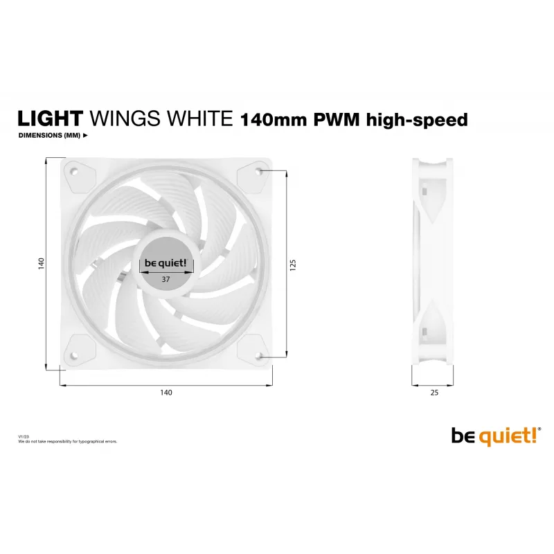 be quiet Light Wings White | 140mm PWM high-speed Triple-Pack Computer case Fan 14 cm 3 pc(s)