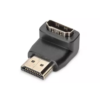 DIGITUS HDMI adapter, type A, 90ø angled M/F, Ultra HD 60p, black gold