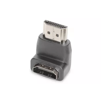 DIGITUS HDMI adapter, type A, 90ø angled M/F, Ultra HD 60p, black gold