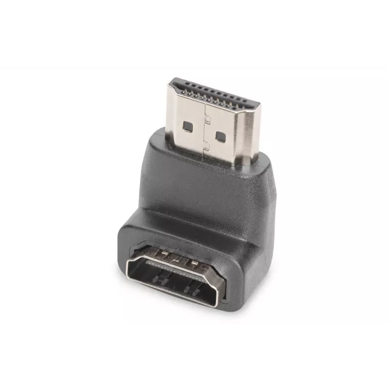 DIGITUS HDMI adapter, type A, 90ø angled M/F, Ultra HD 60p, black gold