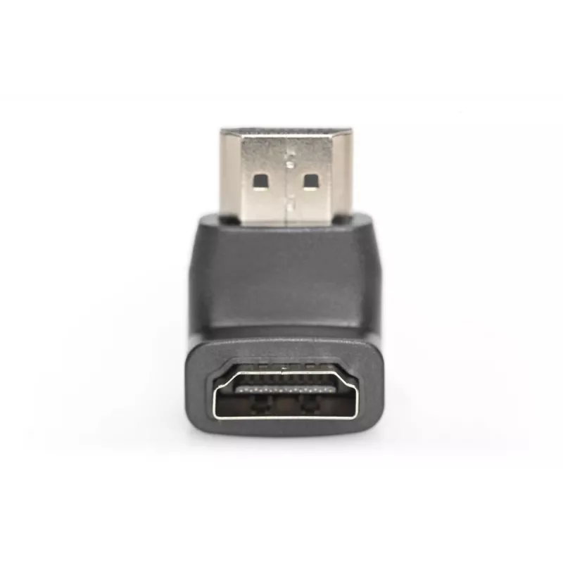 DIGITUS HDMI adapter, type A, 90ø angled M/F, Ultra HD 60p, black gold