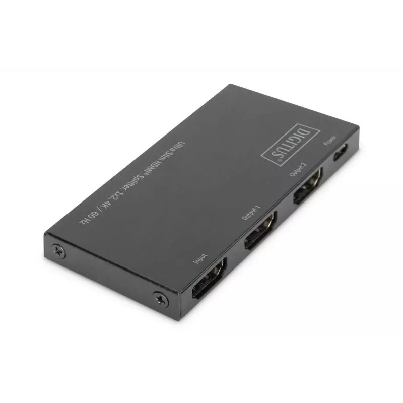 DIGITUS Ultra Slim HDMI Splitter, 1x2, 4K/60Hz HDR, HDCP 2.2, 18 Gbps, Micro USB powered