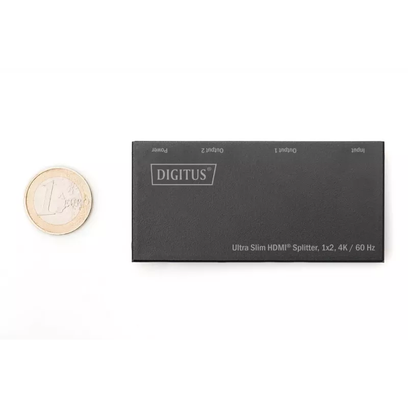 DIGITUS Ultra Slim HDMI Splitter, 1x2, 4K/60Hz HDR, HDCP 2.2, 18 Gbps, Micro USB powered