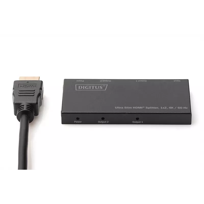 DIGITUS Ultra Slim HDMI Splitter, 1x2, 4K/60Hz HDR, HDCP 2.2, 18 Gbps, Micro USB powered