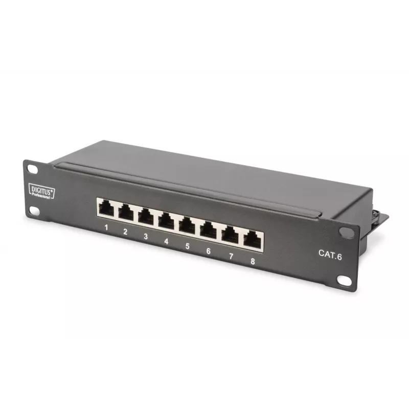 DIGITUS 10in network bundle - 6U cabinet, grey shelf, PDU, 8-port switch, CAT6 patch panel