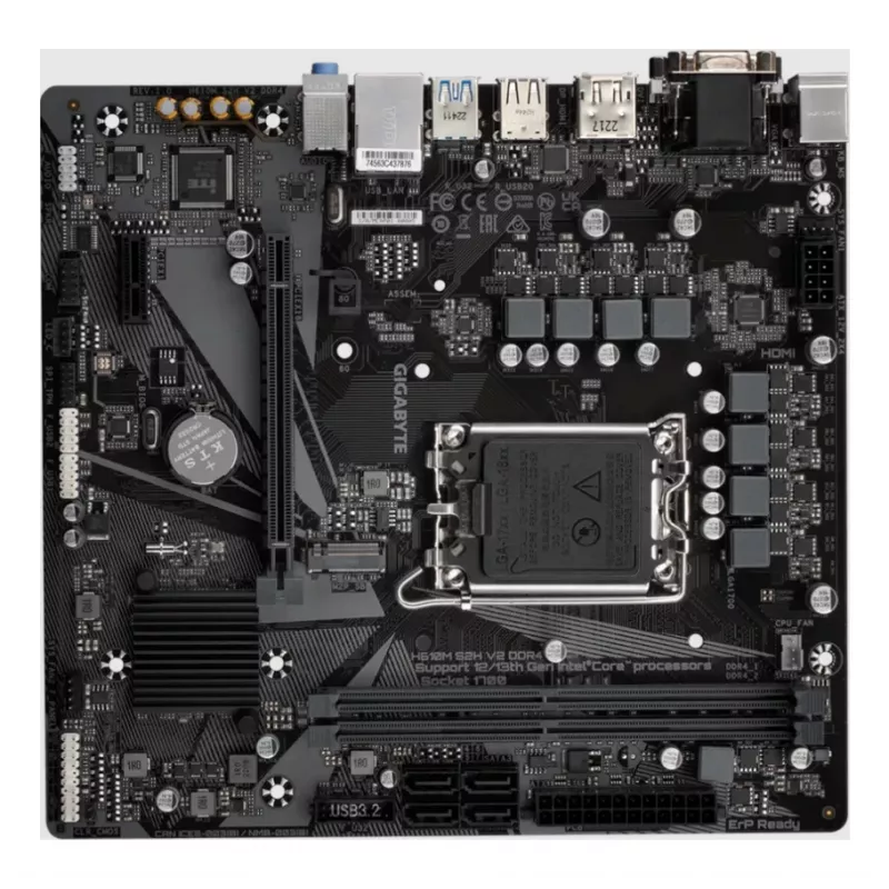 GIGABYTE H610M S2H V2 DDR4 Motherboard - Supports Intel Core 14th CPUs, 6+1+1 Hybrid Phases Digital VRM, up to 3200MHz DDR4 (OC), 1xPCIe 3.0 M.2, GbE LAN, USB 3.2 Gen 1