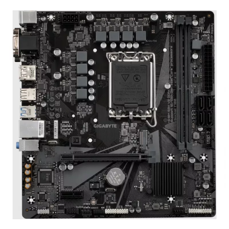 GIGABYTE H610M S2H V2 DDR4 Motherboard - Supports Intel Core 14th CPUs, 6+1+1 Hybrid Phases Digital VRM, up to 3200MHz DDR4 (OC), 1xPCIe 3.0 M.2, GbE LAN, USB 3.2 Gen 1