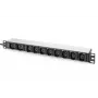 DIGITUS 1U Aluminum PDU rackmountable 8x C13 2xC19 16A 230VAC 50/60Hz IEC C20 plug