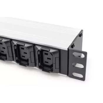 DIGITUS 1U Aluminum PDU rackmountable 8x C13 2xC19 16A 230VAC 50/60Hz IEC C20 plug