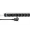 DIGITUS 1U Aluminum PDU rackmountable 8x C13 2xC19 16A 230VAC 50/60Hz IEC C20 plug