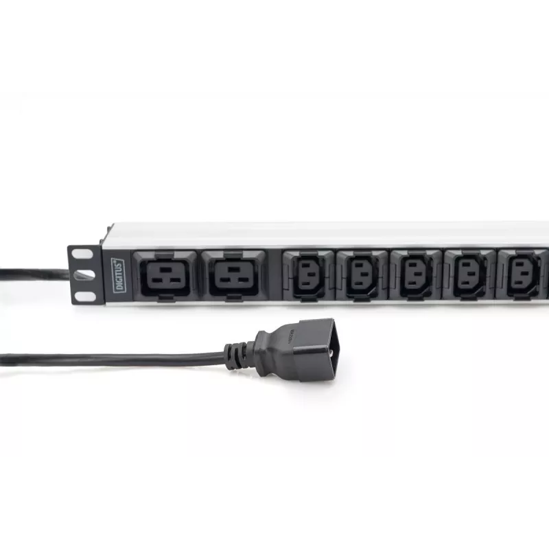 DIGITUS 1U Aluminum PDU rackmountable 8x C13 2xC19 16A 230VAC 50/60Hz IEC C20 plug
