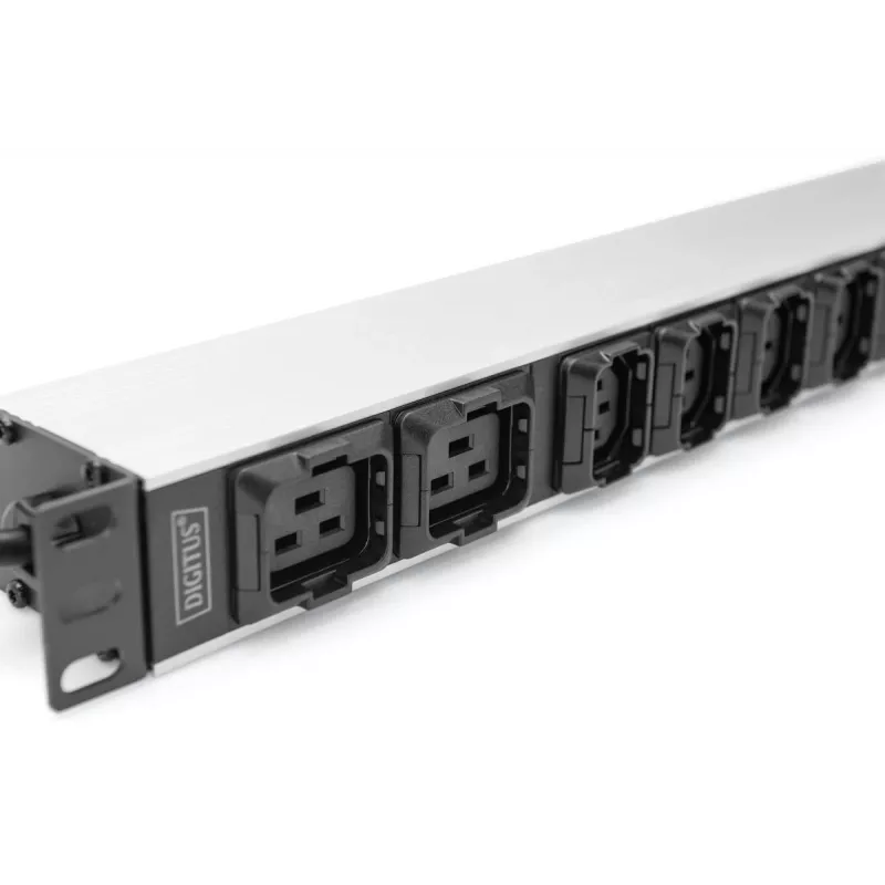 DIGITUS 1U Aluminum PDU rackmountable 8x C13 2xC19 16A 230VAC 50/60Hz IEC C20 plug