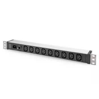 DIGITUS 1U Aluminum PDU rackmountable 9x C13 10A 230VAC 50/60Hz IEC C14 inlet 10A Fuse