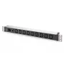 DIGITUS 1U Aluminum PDU rackmountable 9x C13 10A 230VAC 50/60Hz IEC C14 inlet 10A Fuse