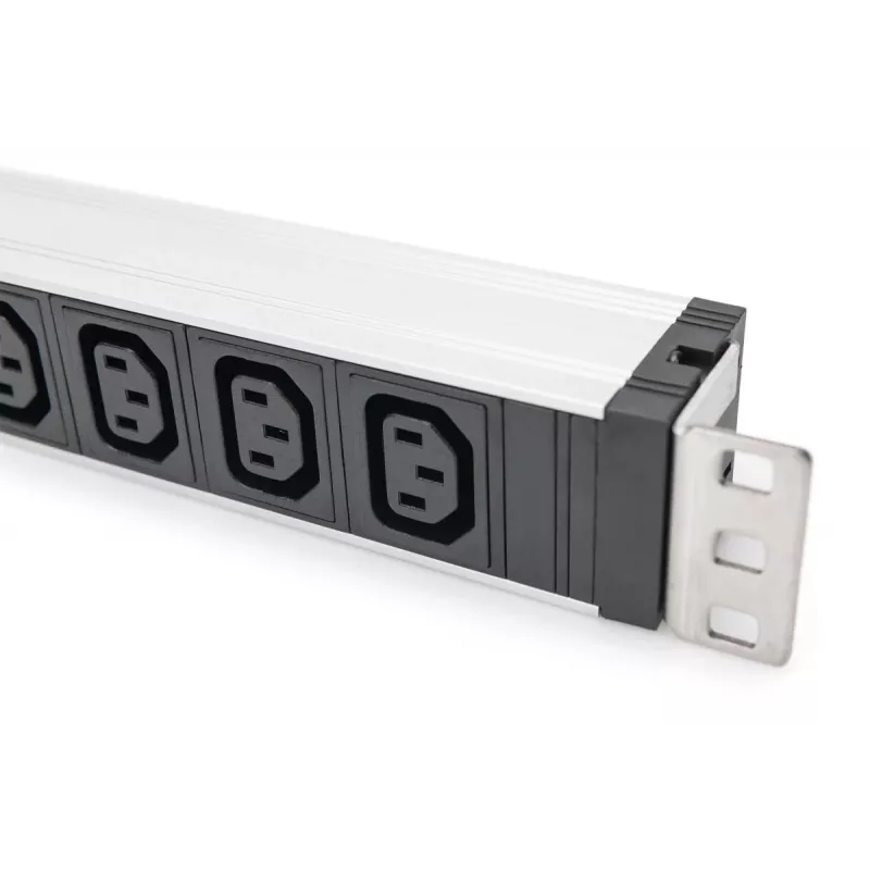 DIGITUS 1U Aluminum PDU rackmountable 9x C13 10A 230VAC 50/60Hz IEC C14 inlet 10A Fuse