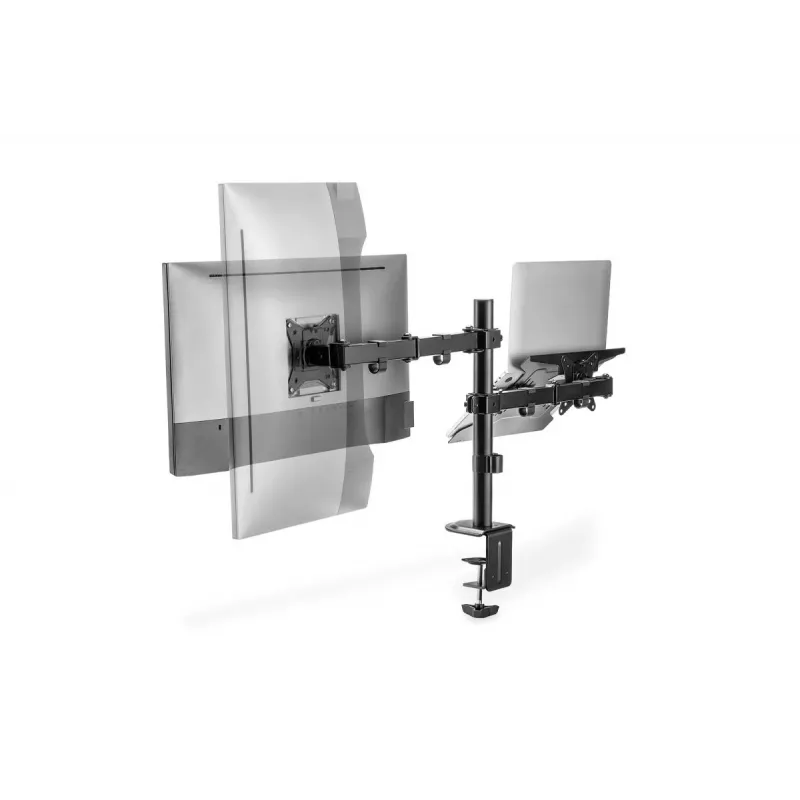 DIGITUS Montior arm with notebook tray 17-32in, 9 kg. Max - clamp or grommet mount