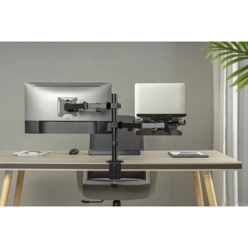 DIGITUS Montior arm with notebook tray 17-32in, 9 kg. Max - clamp or grommet mount
