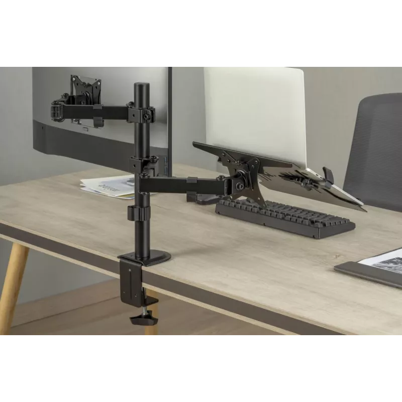 DIGITUS Montior arm with notebook tray 17-32in, 9 kg. Max - clamp or grommet mount