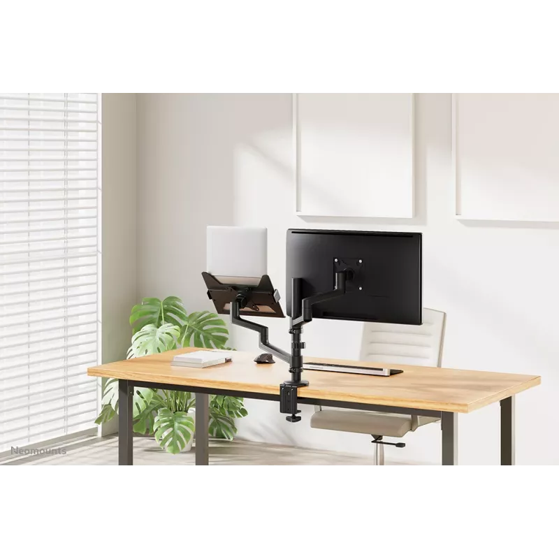 Neomounts DS20-425BL2 Monitor arm with laptop holder 17-27 inch - space saving