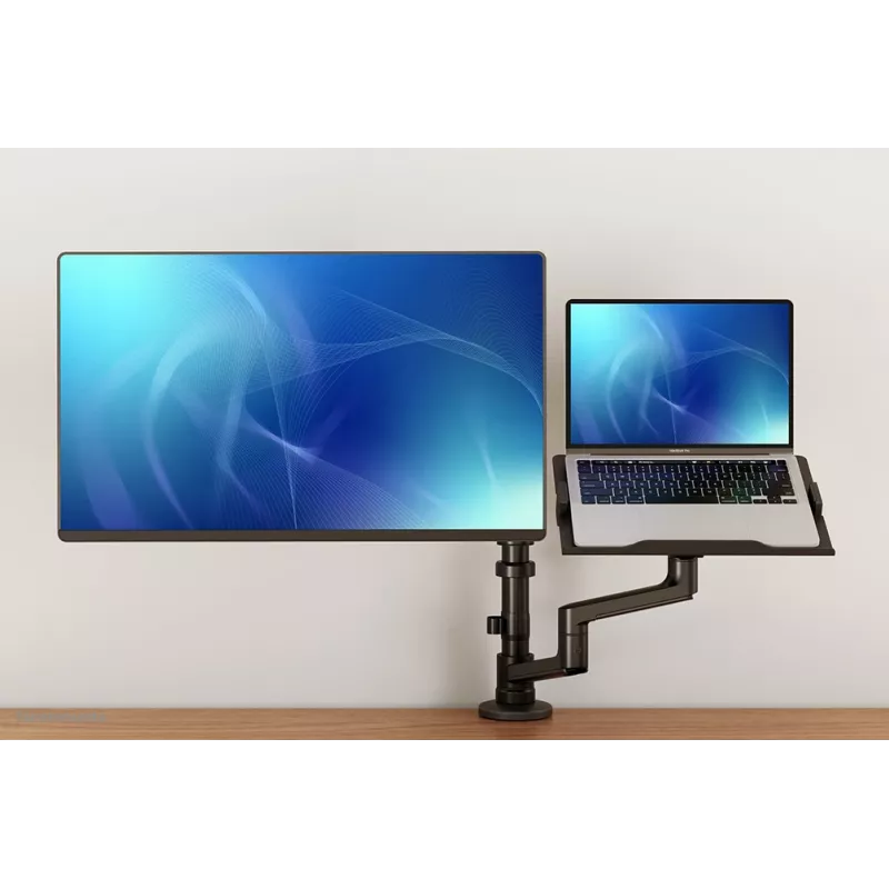 Neomounts DS20-425BL2 Monitor arm with laptop holder 17-27 inch - space saving