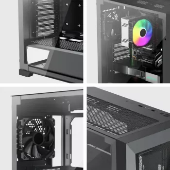 PC Midi Tower case XILENCE XG151 — black, supports ATX/Micro-ATX/Mini-ITX, bottom PSU, 2x 3.5 inch + 4x 2.5 inch bays