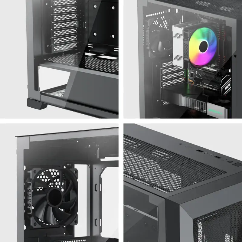 PC Midi Tower case XILENCE XG151 — black, supports ATX/Micro-ATX/Mini-ITX, bottom PSU, 2x 3.5 inch + 4x 2.5 inch bays